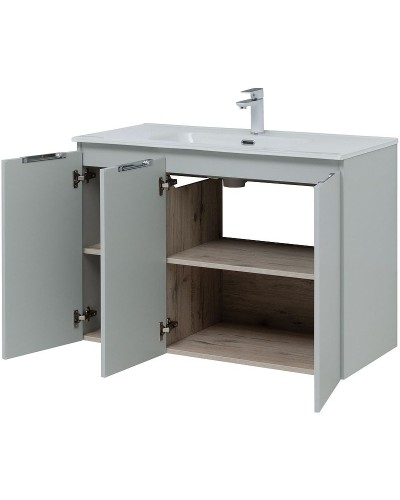 Тумба под раковину Aquanet Алвита New 100 277532 подвесная Серая матовая