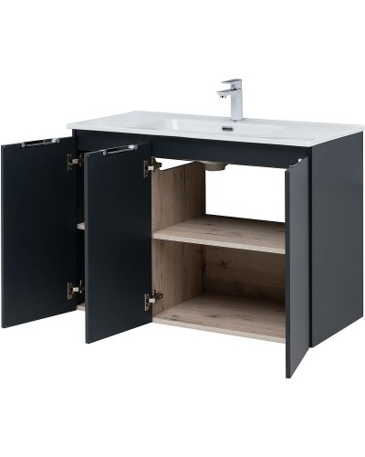 Тумба под раковину Aquanet Алвита New 100 277531 подвесная Антрацит