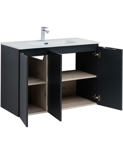 Тумба под раковину Aquanet Алвита New 100 277531 подвесная Антрацит