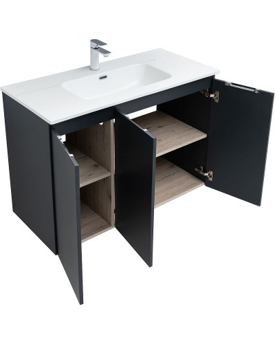 Тумба под раковину Aquanet Алвита New 100 277531 подвесная Антрацит