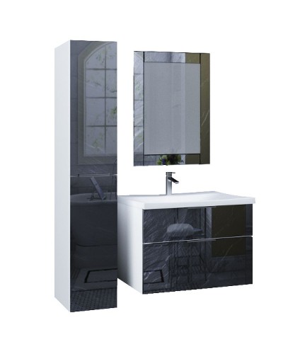 Тумба с раковиной Marka One Idalgo 75П У72786 подвесная Black stone