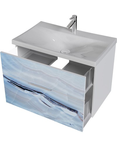 Тумба с раковиной Marka One Idalgo 75П У72785 подвесная Blue marble