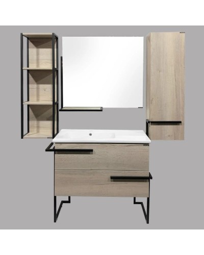 Тумба с раковиной дуб дымчатый/черный глянец 97 см Comforty Дюссельдорф 00004148007