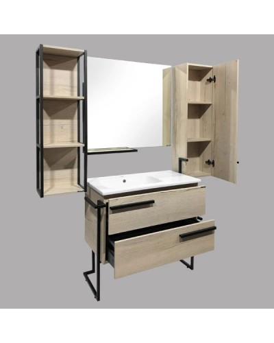 Тумба с раковиной дуб дымчатый/черный глянец 97 см Comforty Дюссельдорф 00004148007