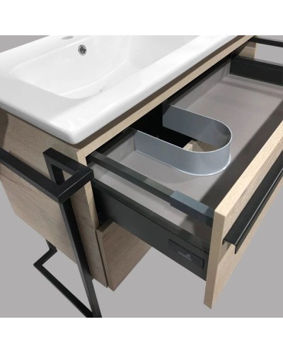 Тумба с раковиной дуб дымчатый/черный глянец 97 см Comforty Дюссельдорф 00004148007