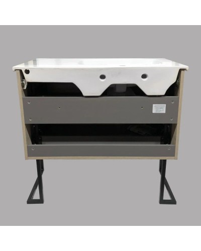 Тумба с раковиной дуб дымчатый/черный глянец 97 см Comforty Дюссельдорф 00004148007