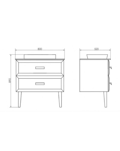 Тумба с раковиной белый глянец 80 см Comforty Империя 00004142360