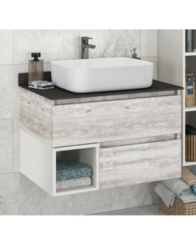 Тумба с раковиной дуб белый/белый 75 см Comforty Прага 00004144201