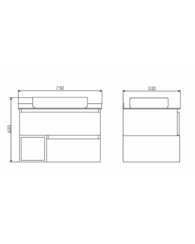 Тумба с раковиной дуб белый/белый 75 см Comforty Прага 00004144201