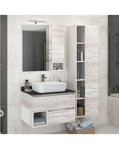 Тумба с раковиной дуб белый/белый 75 см Comforty Прага 00004144201