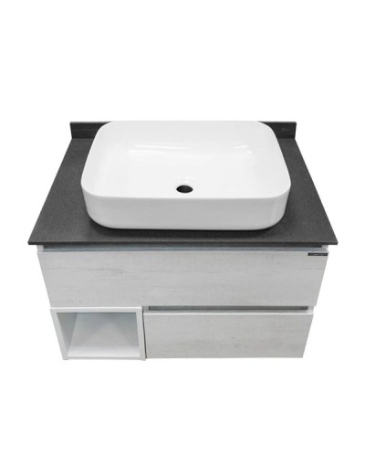 Тумба с раковиной дуб белый/белый 75 см Comforty Прага 00004144201