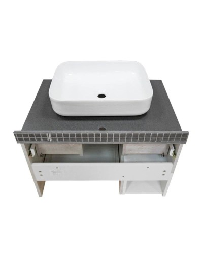 Тумба с раковиной дуб белый/белый 75 см Comforty Прага 00004144201