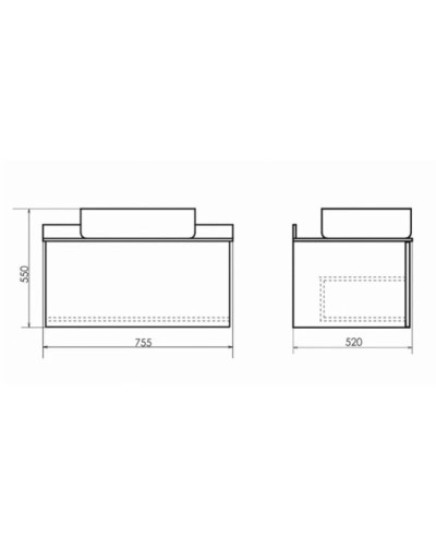 Тумба с раковиной бетон светлый/черный 75,5 см Comforty Эдинбург 00004149066