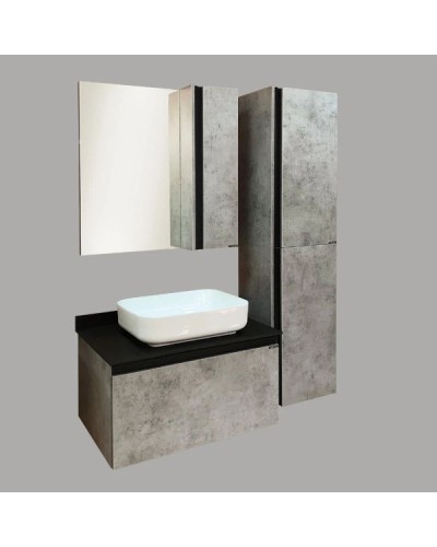 Тумба с раковиной бетон светлый/черный 75,5 см Comforty Эдинбург 00004149066