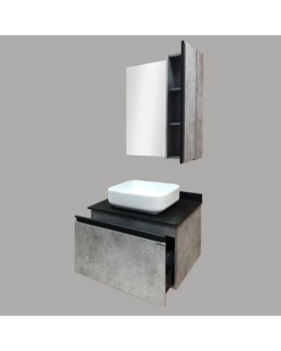 Тумба с раковиной бетон светлый/черный 75,5 см Comforty Эдинбург 00004149066