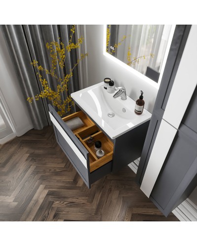 Тумба под раковину Бриклаер Берлин 70 4627125416149 подвесная Оникс серый