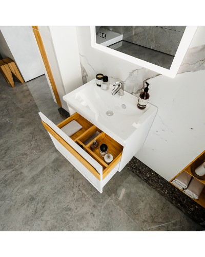 Тумба под раковину Бриклаер Берлин 70 4627125416071 подвесная Белый глянец