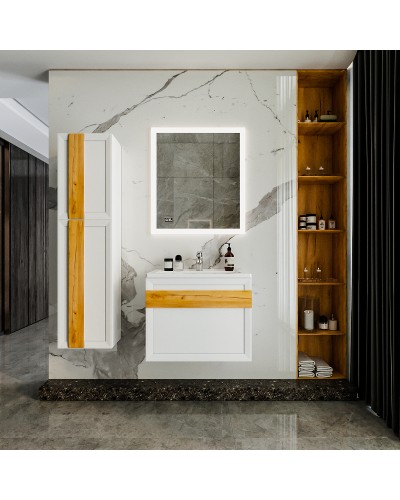 Тумба под раковину Бриклаер Берлин 70 4627125416071 подвесная Белый глянец