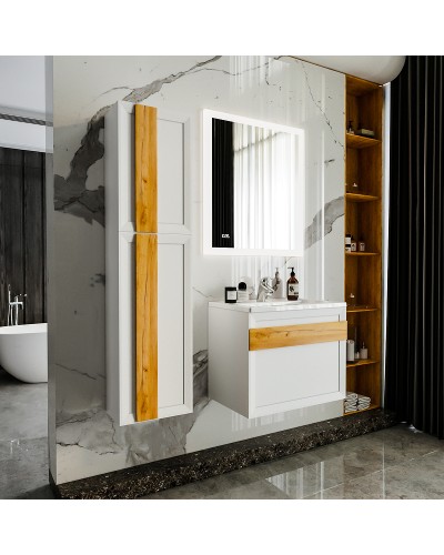 Тумба под раковину Бриклаер Берлин 70 4627125416071 подвесная Белый глянец