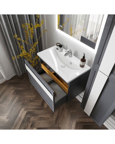 Тумба под раковину Бриклаер Берлин 80 4627125416156 подвесная Оникс серый