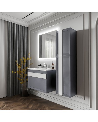 Тумба под раковину Бриклаер Берлин 80 4627125416156 подвесная Оникс серый