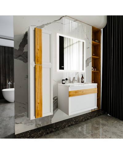 Тумба под раковину Бриклаер Берлин 80 4627125416088 подвесная Белый глянец