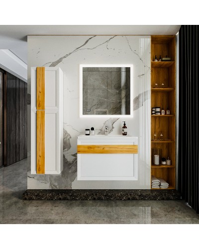 Тумба под раковину Бриклаер Берлин 80 4627125416088 подвесная Белый глянец