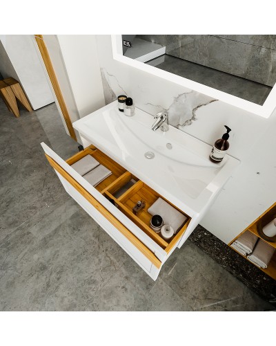 Тумба под раковину Бриклаер Берлин 100 4627125416095 подвесная Белый глянец