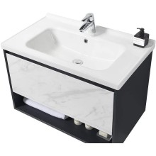 Тумба с раковиной Orans BC-0903 60 903600 подвесная Dark grey White marble