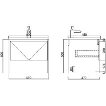 Тумба с раковиной Orans BC-0903 60 903600 подвесная Dark grey White marble