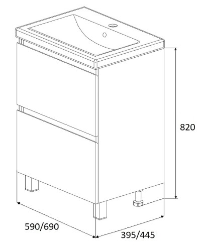 Тумба под раковину 1MarKa New Aris 60Н Ц0000019917 Белый глянец