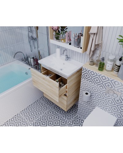 Тумба под раковину 1MarKa New Aris 60П Ц0000014411 подвесная Дуб Сонома