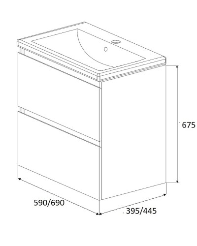 Тумба под раковину 1MarKa New Aris 70П Ц0000019922 подвесная Дуб Сонома