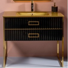 Тумба под раковину Boheme Armadi Art Monaco 100 866-100-BG Черный глянец Золото