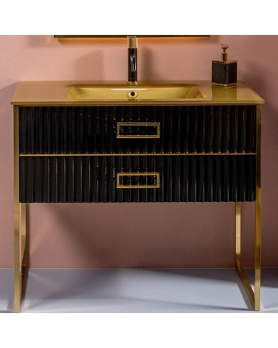 Тумба под раковину Boheme Armadi Art Monaco 100 866-100-BG Черный глянец Золото