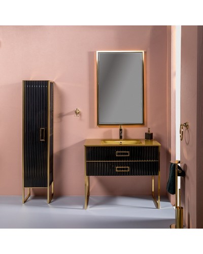 Тумба под раковину Boheme Armadi Art Monaco 100 866-100-BG Черный глянец Золото