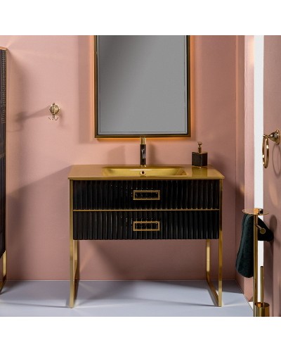 Тумба под раковину Boheme Armadi Art Monaco 100 866-100-BG Черный глянец Золото