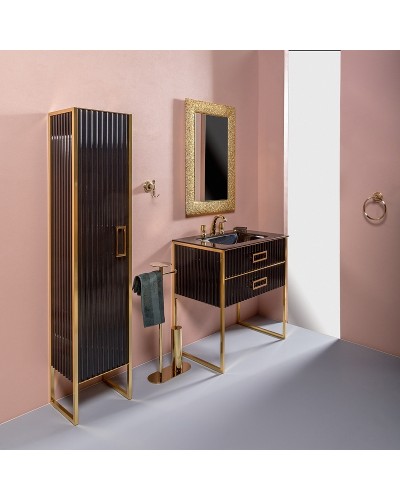 Тумба под раковину Boheme Armadi Art Monaco 100 866-100-BG Черный глянец Золото