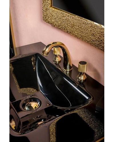 Тумба под раковину Boheme Armadi Art Monaco 100 866-100-BG Черный глянец Золото