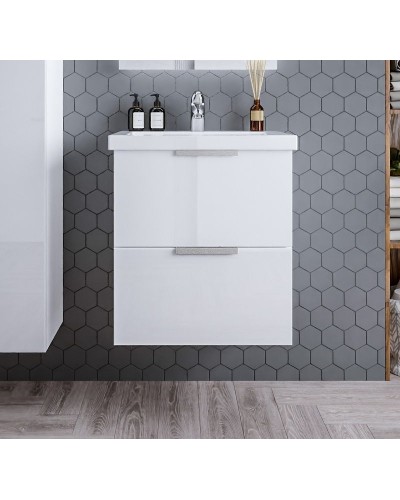 Тумба под раковину Бриклаер Хелена 60 4627125416354 подвесная Высокий белый глянец