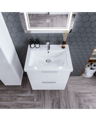 Тумба под раковину Бриклаер Хелена 60 4627125416354 подвесная Высокий белый глянец