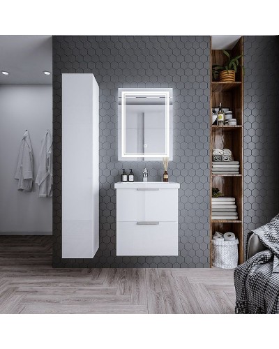 Тумба под раковину Бриклаер Хелена 60 4627125416354 подвесная Высокий белый глянец