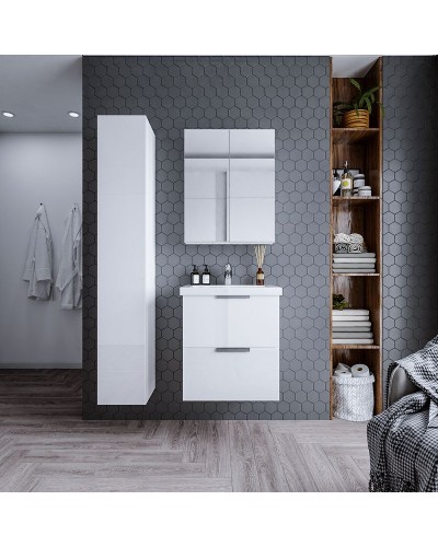 Тумба под раковину Бриклаер Хелена 60 4627125416354 подвесная Высокий белый глянец