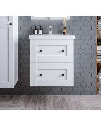 Тумба под раковину Бриклаер Хелена 60 4627125416408 подвесная Рамочный белый