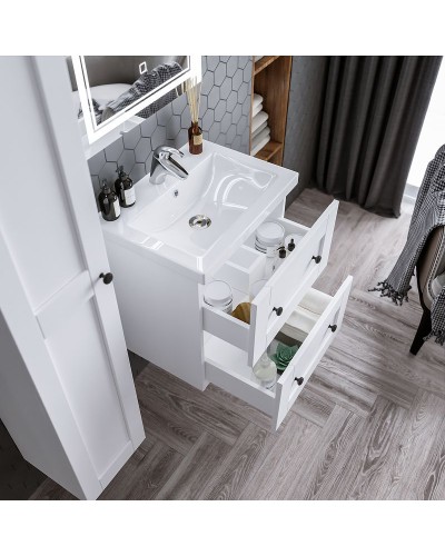 Тумба под раковину Бриклаер Хелена 60 4627125416408 подвесная Рамочный белый