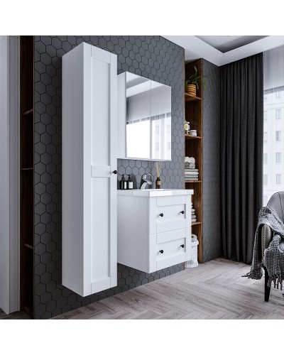 Тумба под раковину Бриклаер Хелена 60 4627125416408 подвесная Рамочный белый