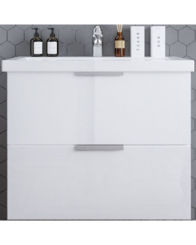 Тумба под раковину Бриклаер Хелена 80 4627125416361 подвесная Высокий белый глянец