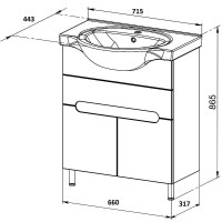 Тумба с раковиной Orange Topline-Rio 70 TR70-03E+RA Белый глянец