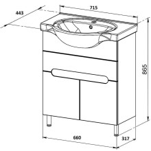 Тумба с раковиной Orange Topline-Rio 70 TR70-03E+RA Белый глянец