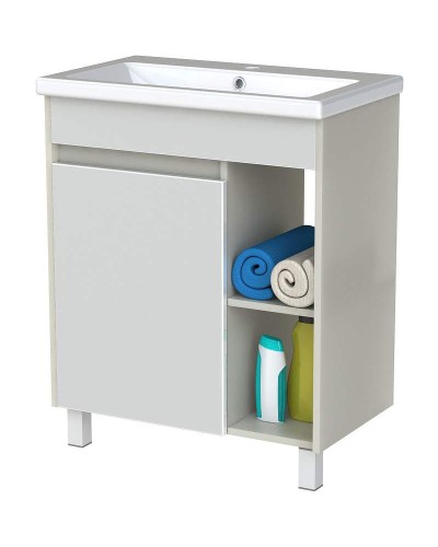 Тумба с раковиной Orange Topline-Line 60 TLIB60+RA Белый глянец Светло-серый глянец